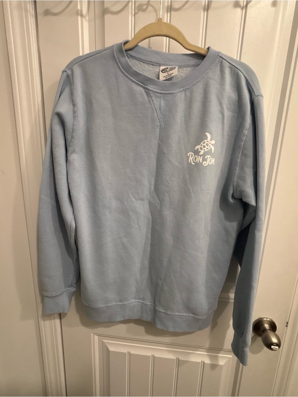 Ron Jon Light Blue Crewneck Sweatshirt with White Logo